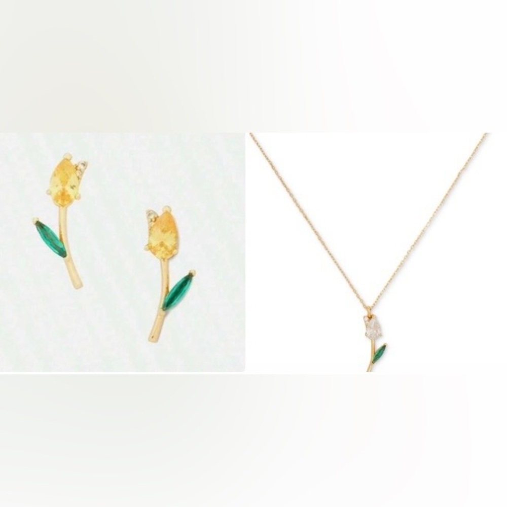 Kate Spade Gold-Tone Tulip Mini Pendant Necklace and Earring Set